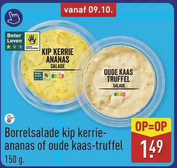 Borrelsalade kip kerrie-ananas of oude kaas-truffel
