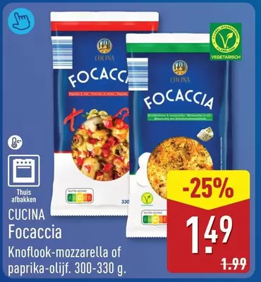 Focaccia Knoflook-mozzarella of paprika-olijf
