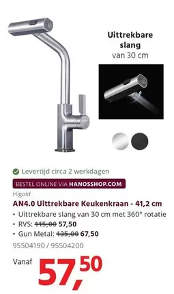 AN4.0 Uittrekbare Keukenkraan - 41,2 cm