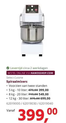 Spiraalmixers 62019000 / 62019030 / 62019040