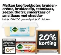 knoflookboter, kruiden-crème, kruidendip, roomkaas, zeezoutboter, smeerkaas of smeltkaas met cheddar