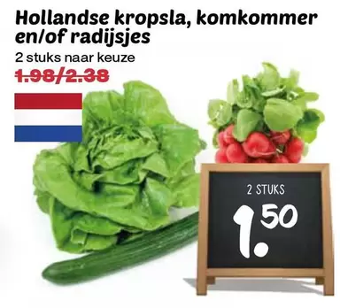 Hollandse kropsla, komkommer en/of radijsjes