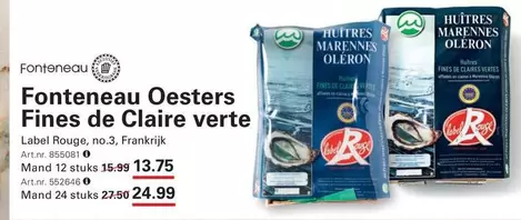 De - Fonteneau Oesters Fines de Claire verte